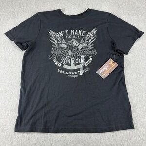 Yellowstone Beth Dutton T-Shirt Womens M Wrangler Black Graphic Paramount‎ NWT